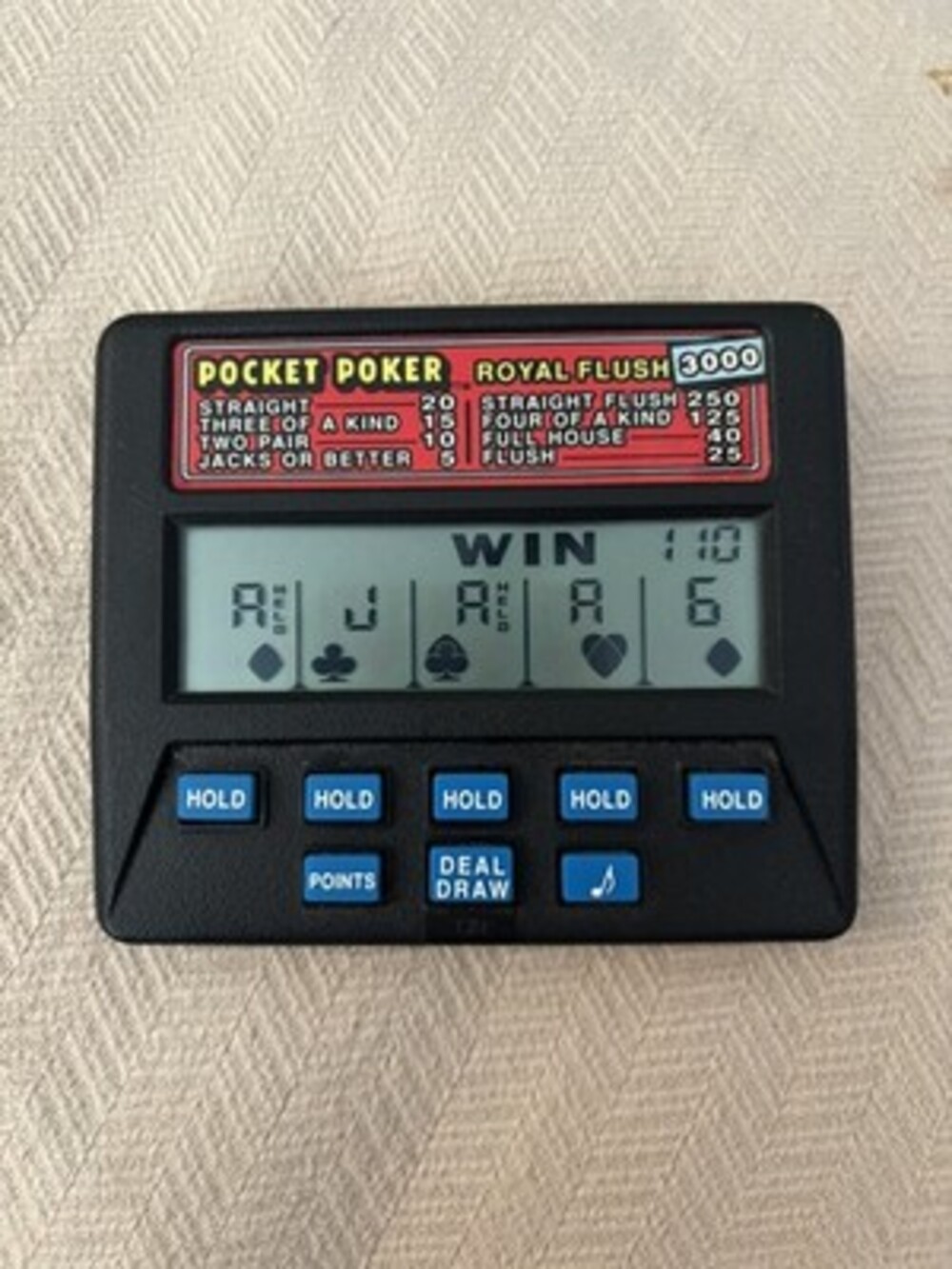 Vintage Radica Pocket Poker 5000 Model 1310 Electronic Handheld Game Works